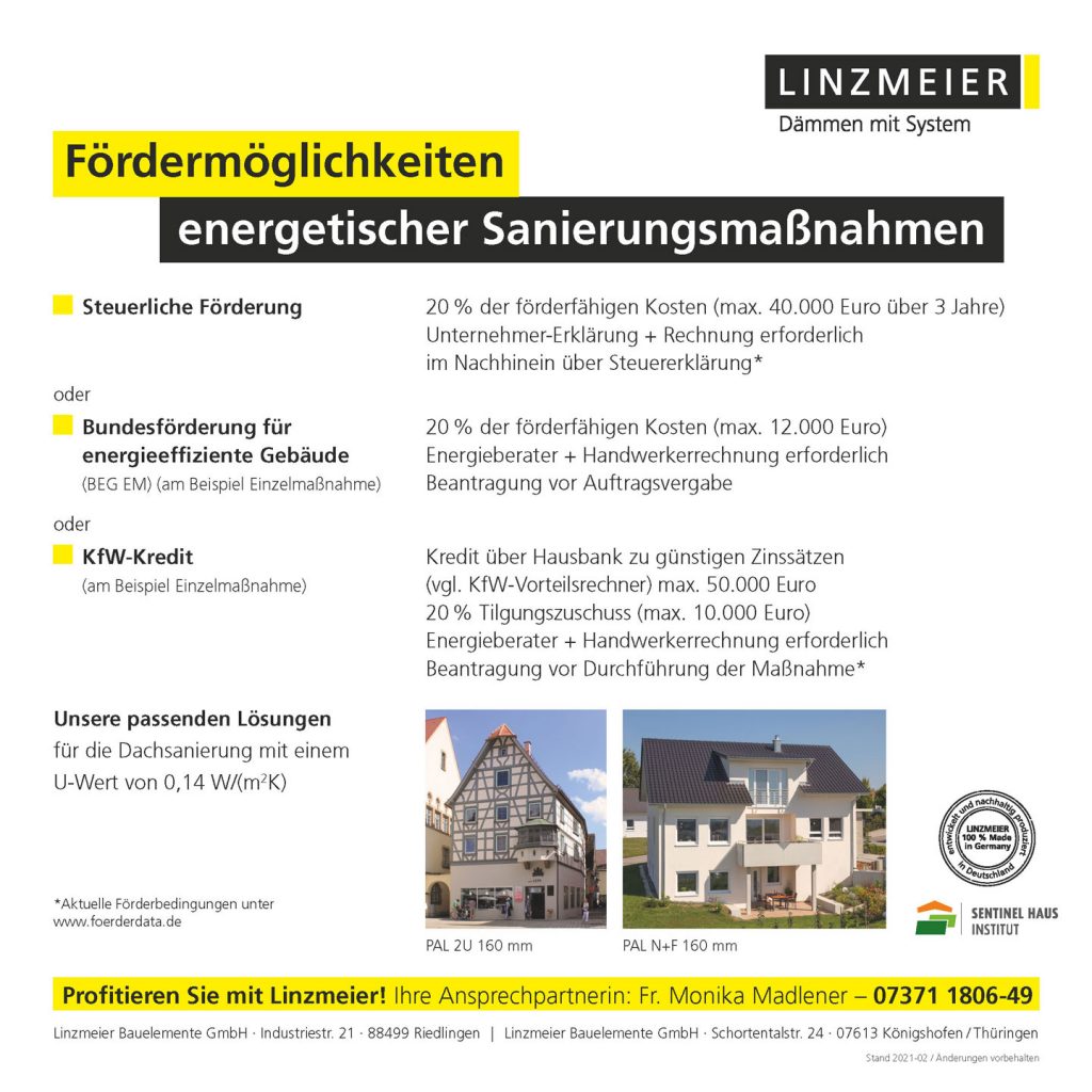 Förderungsflyer Seite 2 von LINZMEIER, Partner der Engelhardt Dach & Wand GmbH